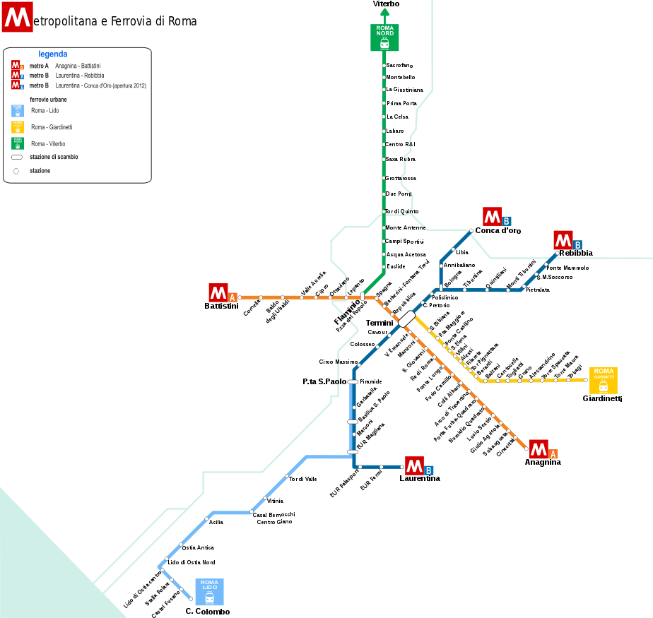 Схема метро Рима