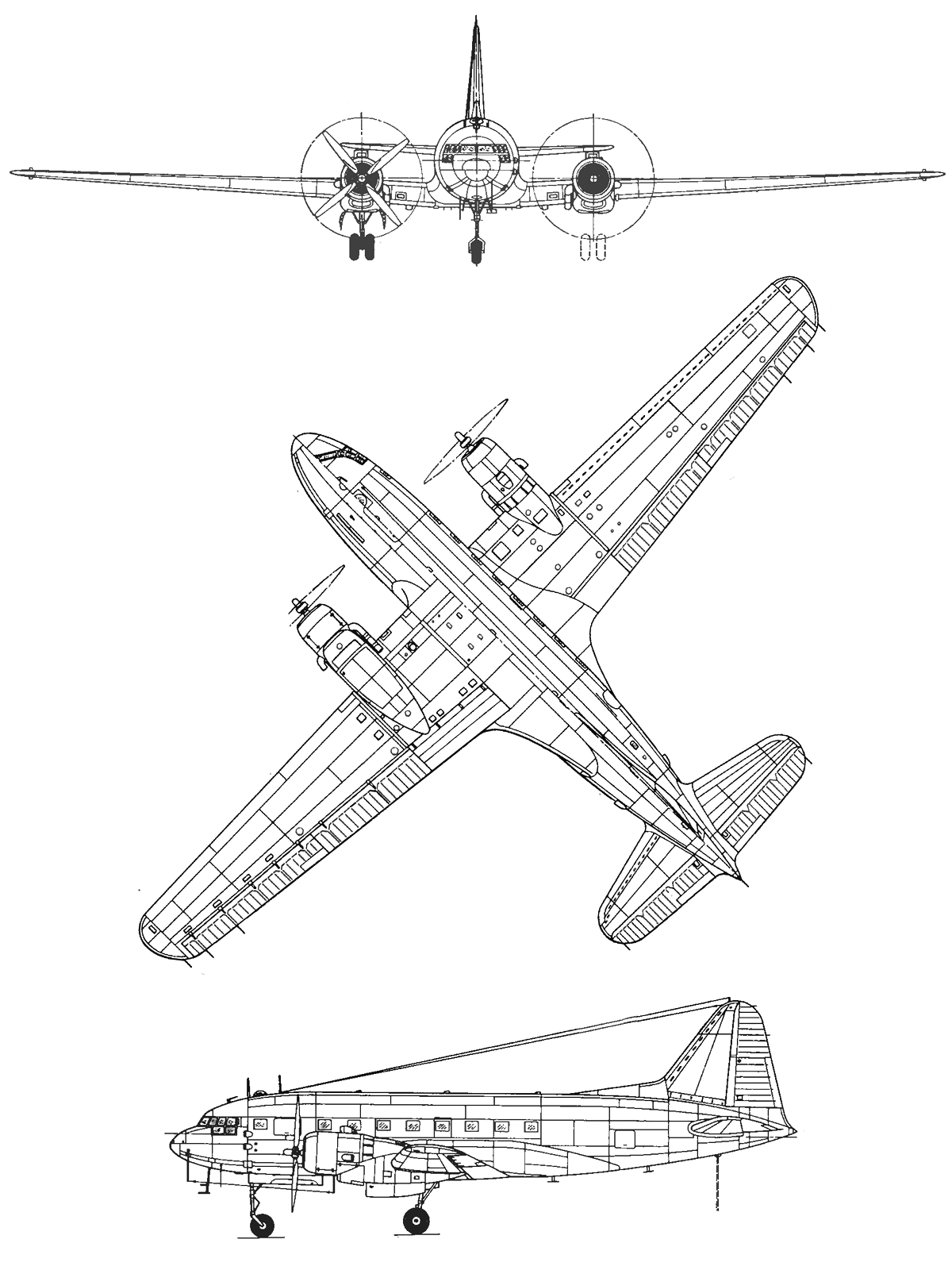 Схема самолета Ил-12Б