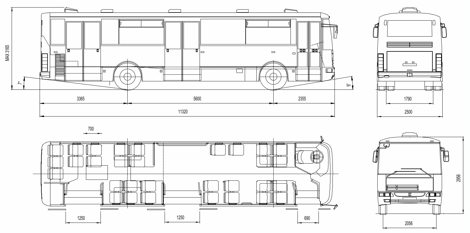 Схема автобуса Karosa B 951E