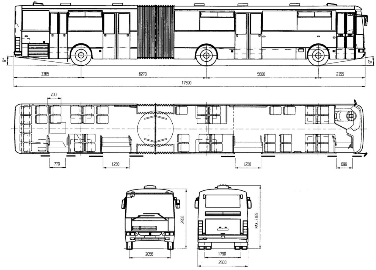 Схема автобуса Karosa B 961E