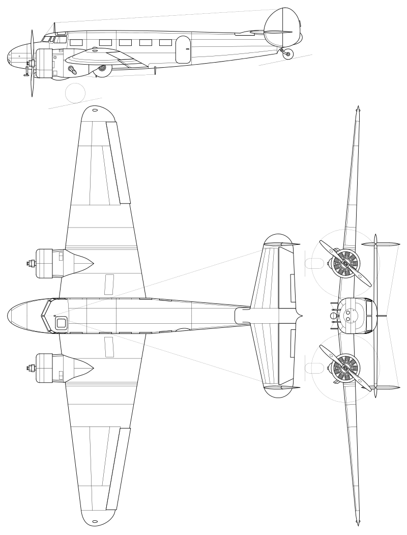 Схема самолета Lockheed 10A