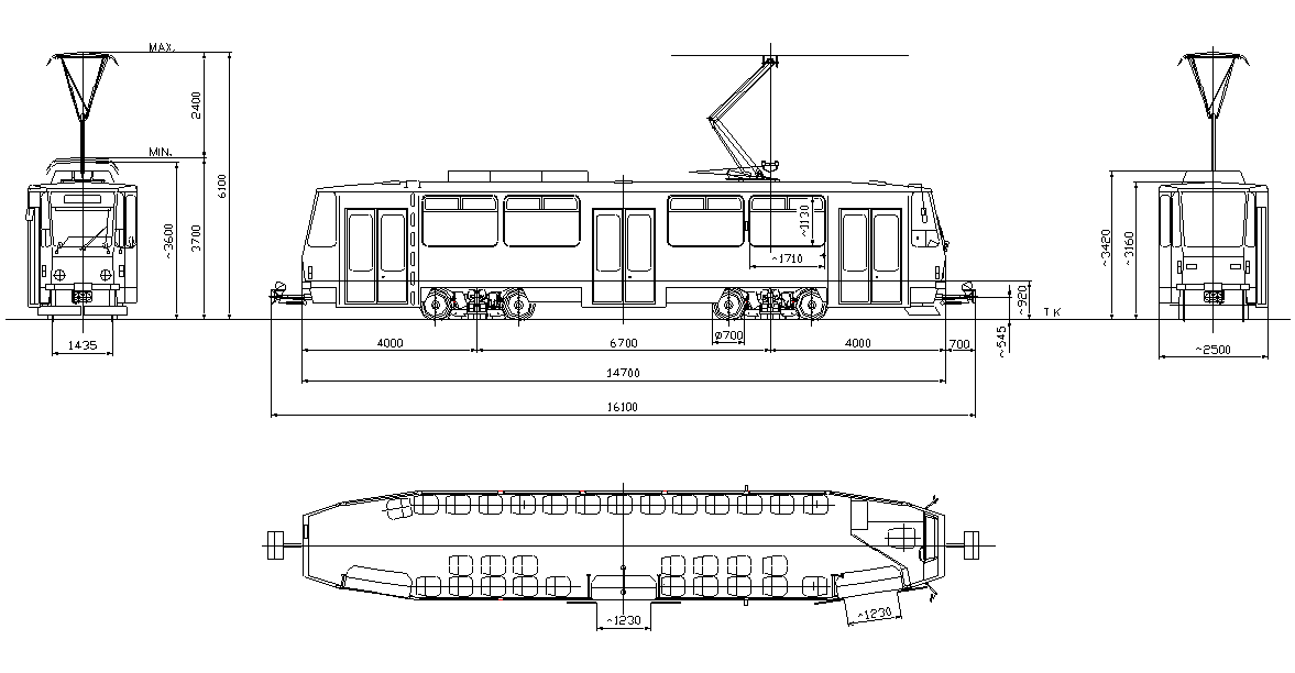 Схема трамвая Tatra T6A5